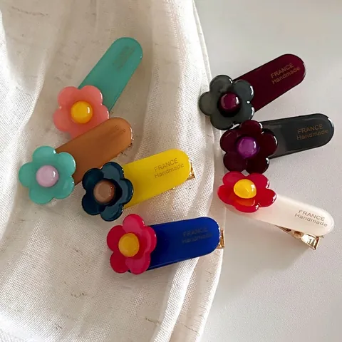 Vintage Französisch Harz Blume Haarclip Für Damen Acetat Entenschnabel Clip Handgefertigte Florale Haarnadel Zubehör