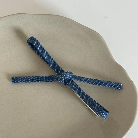 Pinza Para El Pelo Con Lazo De Denim Azul Vintage Y Goma Para El Pelo Con Perla Artificial Accesorios Para El Pelo De Moda Hechos A Mano Para Mujer
