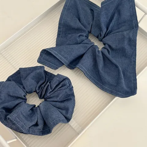 High-End Denim Blau Haargummi Quadrat Schal Haarseil Für Damen Vintage Denim Stoff Haar Seil Mode Haarschmuck Geschenk