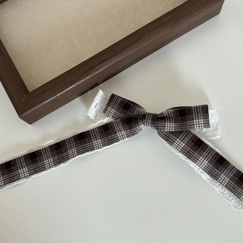 Molletta per Capelli Vintage a Quadretti con Fiocco Elastico per Capelli con Bottone in Legno Fatto a Mano Fermaglio Donna