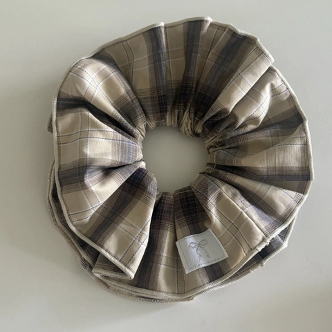 Korean Preppy Style Double Layer Plaid Scrunchie Retro Large Elastic Hair Band Sweet Plaid Hair Tie Women Hair Accessories