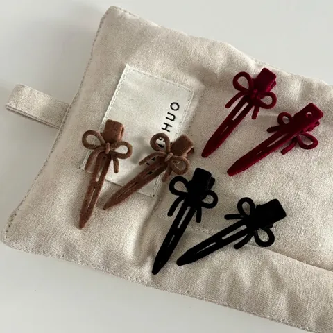 Zoet Gevlokte Strik Haarclip Eenvoudig Elegant Zijpony Clip Geen Markering Girly Haaraccessoires Voor Vrouwen Metaal