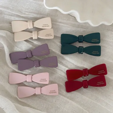 Fermaglio per Capelli con Fiocco in Acetato Lucido Vintage Francese Fatto a Mano Semplice Clip Laterale Accessori Donna