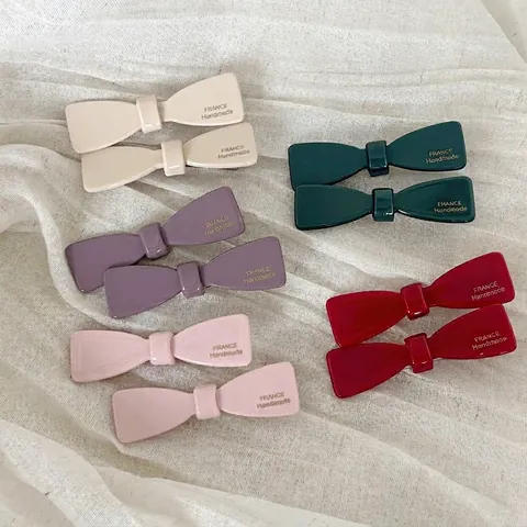 Fermaglio per Capelli con Fiocco in Acetato Lucido Vintage Francese Fatto a Mano Semplice Clip Laterale Accessori Donna