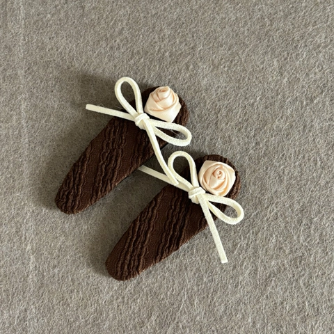Vintage Fabric Rose Flower Hair Accessories For Women French Elegant Lace Bow Scrunchie Headband Hair Clip Hairpin Headwear