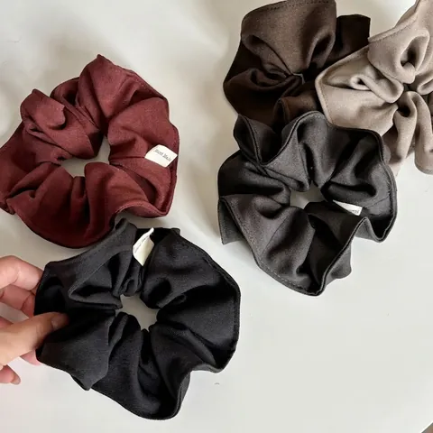 Handmade Fabric Scrunchies Minimalist Solid Color Elastic Hair Ties Ponytail Holder For Women Office Daily Hair Accessories