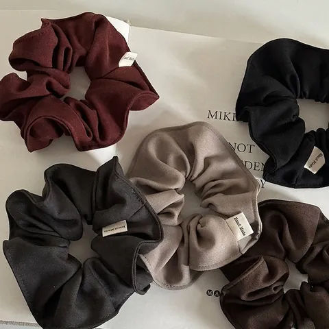 Handmade Fabric Scrunchies Minimalist Solid Color Elastic Hair Ties Ponytail Holder For Women Office Daily Hair Accessories