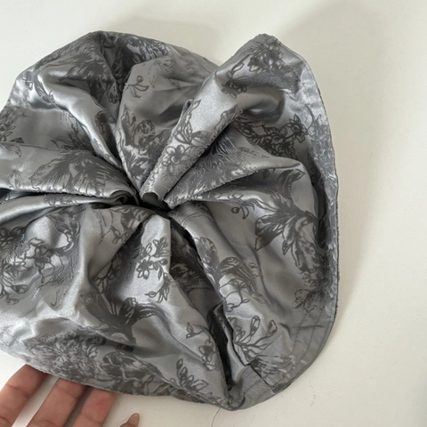 Coletero Grande de Satén con Estampado Floral Vintage Nuevo Estilo Chino Cinta para el Pelo Elástica de Tela Elegante para Mujer Accesorios Diarios
