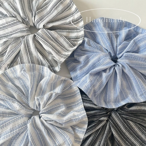 Oversized Striped Cloth Scrunchies For Women Handmade Korean Style Elastic Hair Ties Ponytail Holder Fashion Hair Accessories
