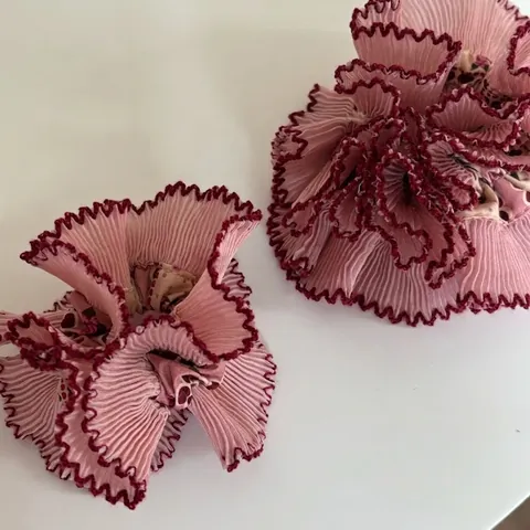 Coletero Plisado de Encaje de Doble Capa para Mujer Estilo Coreano Estampado Floral Lazos Grandes Elásticos Accesorios para el Cabello