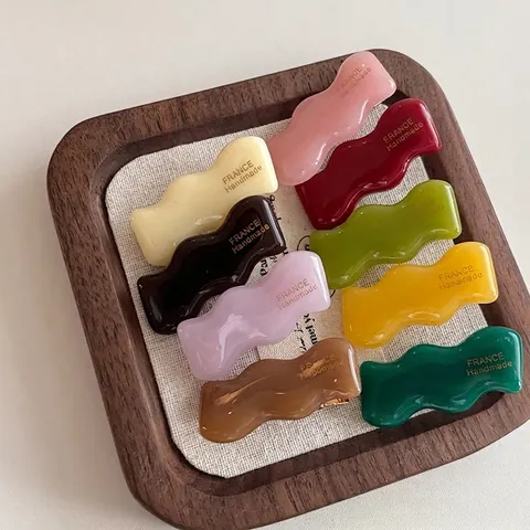 Fermaglio per Capelli Ondulato in Acetato Vintage Francese per Donna Fermaglio a Becco d'Anatra Fatto a Mano Dolce Forcina Colorata Accessori per Capelli