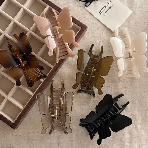 Pinza para el Pelo de Mariposa de Acrílico Vintage Francés Elegante Pinza de Tiburón de Mariposa Accesorios para Mujer