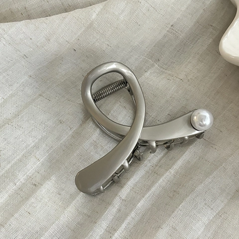 Elegante Pinza per Capelli in Metallo con Perla Argento per Donna Lucida Opaca a Croce Clip a Squalo Accessorio Capelli Geometrico
