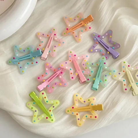 Süße Hohle Stern Haarspangen Punktmuster Bunte Macaron Entenschnabel Clips Für Damen Kinder Mode Haarschmuck