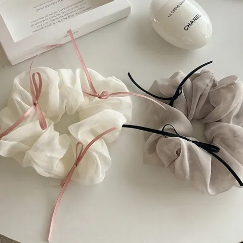 Französisch Stil Balletcore Netz Haargummi Mit Süßer Schleife Aus Band Weich Organza Großes Haargummi Für Damen Alltag Haar Zubehör