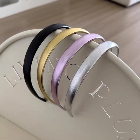 Serre-tête Minimaliste en Similicuir Métallique pour Femmes Fin Couleur Unie Serre-tête Accessoires de Mode pour Cheveux