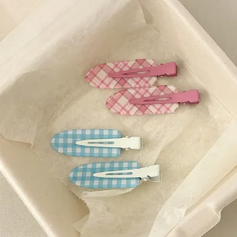 Sweet Plaid Fabric Acrylic Seamless Duckbill Hair Clips For Women Girls Fashion British Style Checkered Side Clips Hair Jewelry
