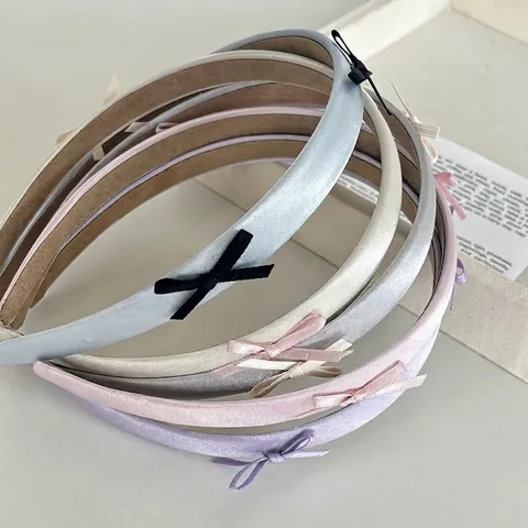 Fascia per Capelli con Fiocco in Raso per Ragazze Dolce Stile Coreano Cerchietto Sottile Elegante Copricapo in Raso