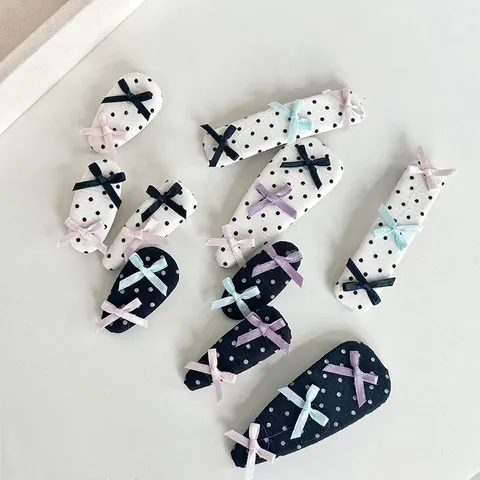 Ballet Style Polka Dot Bow Hair Clip Small Elegant Fabric Ribbon Hair Accessory For Women Fashion Daily Use Hairpin