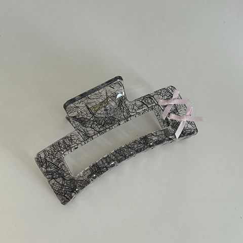 Französisch Spitze Schleife Haarklammer Für Damen Elegant Acryl Shark Clip Süß Transparent Harz Haarschmuck