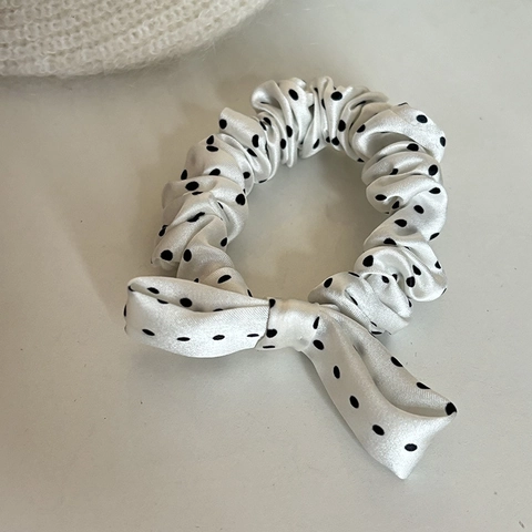 Coletero de Seda de Mora Hecho a Mano Con Lazo Dulce Anillo de Pelo de Lunares Banda Elástica para Mujer Accesorios