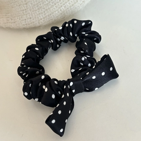 Coletero de Seda de Mora Hecho a Mano Con Lazo Dulce Anillo de Pelo de Lunares Banda Elástica para Mujer Accesorios