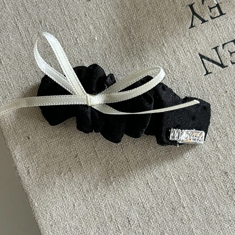 Koreaanse Stijl Polka Dot Strik BB Haarclip Ruches Stof Legering Strass Zijhaar Barrette Voor Vrouwen Mode Haaraccessoires