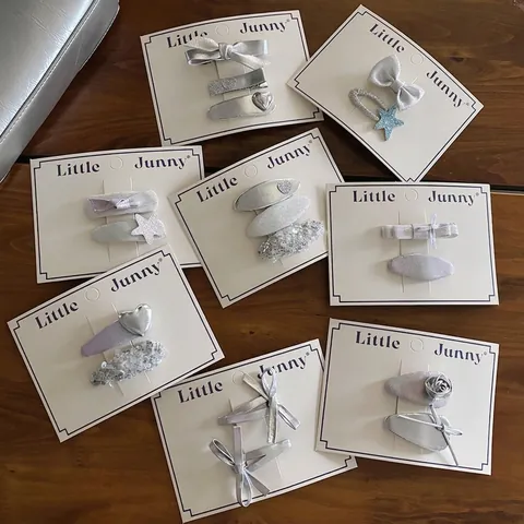 Fermagli per Capelli in Tessuto Scintillante Lega Argento Fiocco Cuore Stella per Ragazze Bambini Donna Accessori Moda