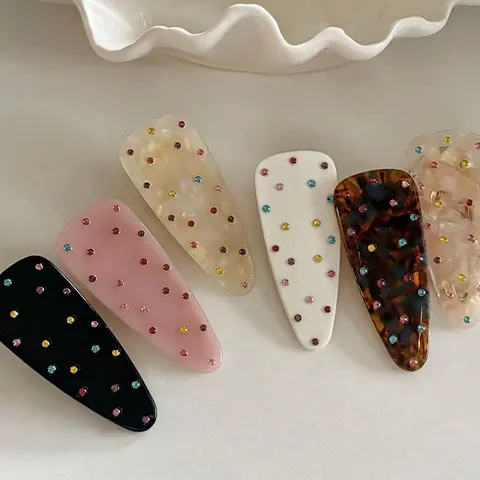 Acryl Bunte Strass Dreieck Haarspange Geometrische Marmor Muster Pony Clip Elegant Täglich Party Haarschmuck Für Damen