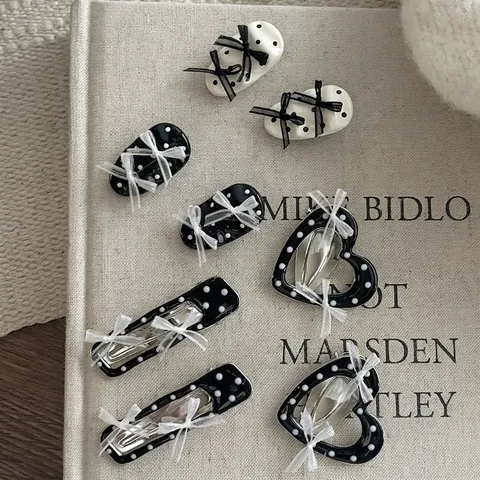 Vintage Polka Dot Schleife Metall Haarklammer Für Damen Süße Wassertropfen Geometrische Haarnadel Mode Handmade Kopfschmuck