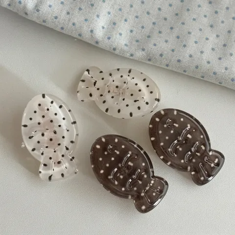 Schattige Visvormige Polka Dot Acryl Haarklemmen Handgemaakt Transparant Bruin Wit Mini Haarspelden Voor Kinderen Meisjes Sieraden