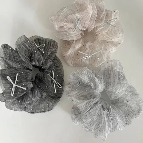 Elegante Mesh Haarelastiekjes Voor Dames Strik Gestreept Elastische Haarband Organza Geplooide Paardenstaart Houder Mode Sieraden
