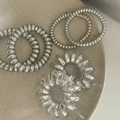 Metallic Harz Spirale Telefonkabel Haargummi Set Mode Elastische Keine Knick Haarringe Stirnband Für Damen Haarschmuck