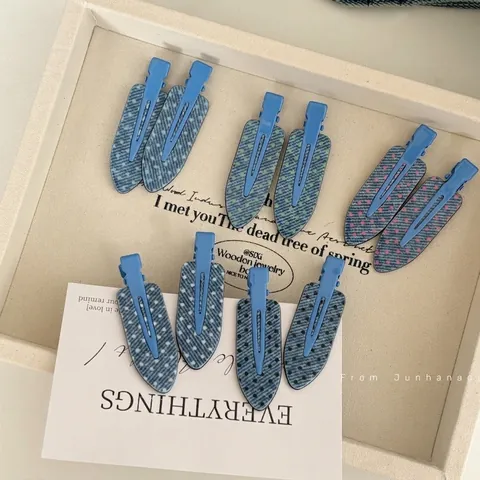 Süße Denim-Stil Punktmuster Haarklammer Acryl Spurlos Nahtlose Seiten Pony Clip Handgefertigte Mode Kopfschmuck Haarschmuck