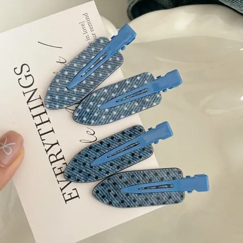 Süße Denim-Stil Punktmuster Haarklammer Acryl Spurlos Nahtlose Seiten Pony Clip Handgefertigte Mode Kopfschmuck Haarschmuck