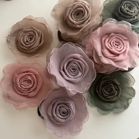 Handmade Mesh Flower Hair Clip Shark Clip For Women Vintage Elegant Floral Hair Tie Scrunchie Hair Accessories