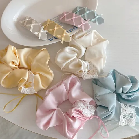 Pince à Cheveux et Chouette en Satin Balletcore Nœud Papillon Doux Ruban Dentelle Accessoires Cheveux Femme Style Français