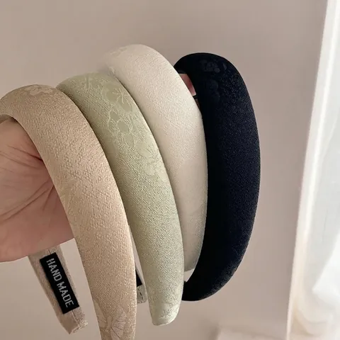 Cerchietto in Raso Strutturato in Stile Cinese per Donna Elegante Fascia per Capelli Imbottita in Tessuto Accessori per Capelli Fatti a Mano Moda Larghi Stretti