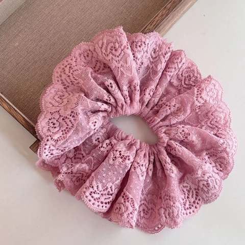 French Sweet Elegant Lace Scrunchie For Women Gentle Hollow Floral Pattern Elastic Hair Rope Chic Fashion Hair Accessory