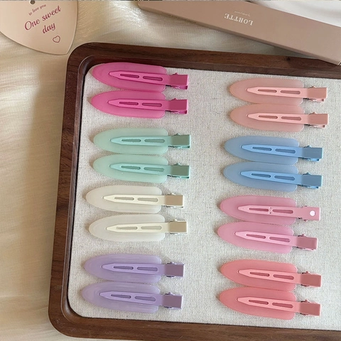 Pinza para el Cabello de Pico de Pato de Acrílico Mate para Mujer Color de Caramelo Sin Costuras Horquilla de Flequillo Accesorios