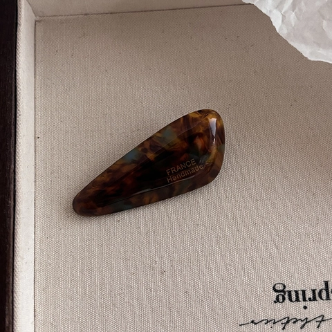 French Acetate Hair Clip Handcrafted Marble Tortoiseshell Texture Duckbill Clip Minimalist Side Fringe Clip Women Jewelry