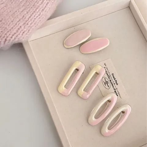 Zoete Patchwork Stof Haarclips Voor Dames Roze Crème Hars Eendenbek Clip Geometrische Haarklauwen Koreaanse Stijl Haaraccessoires
