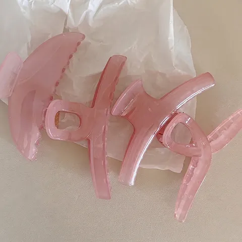 Clip per Capelli a Squalo in Acrilico Rosa Gelatina per Donna Elegante Clip Geometrica Grande Accessori per Capelli Fatti a Mano