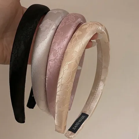 Vintage Jacquard Satin Gepolsterter Haarreif Für Damen Elegant Handgefertigt Dickes Schwamm Haarband Mode Einfacher Haarschmuck