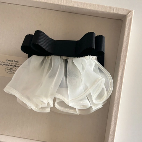 Pinza de Pelo con Lazo de Malla Retro Francés para Mujer Elegante Clip de Cangrejo de Tela de Organza Accesorio para el Pelo