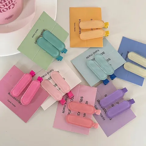 Pinza para el Cabello de Pico de Pato de Acrílico Color Caramelo Textura de Gelatina Sin Rastro Clip de Maquillaje Mujer Accesorios