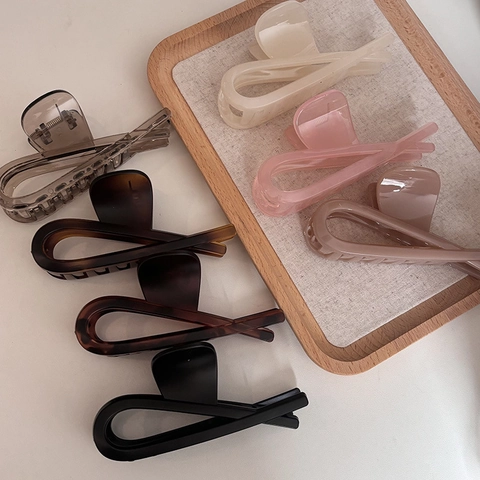Große Acryl Haifisch Haarklammer Französisch Vintage Minimalistisch Haarkralle Elegant Matt Transparent Haarschmuck Für Damen Alltag Pendeln