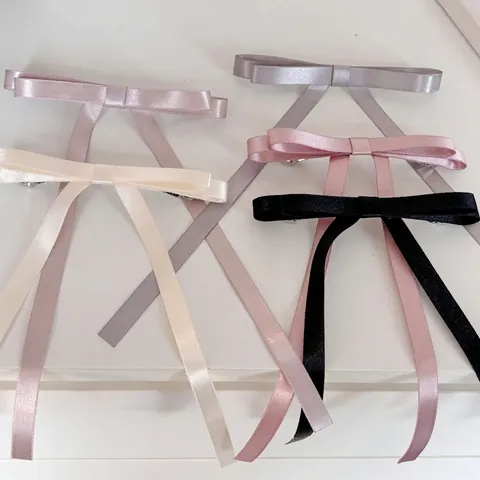 Französischer Vintage Satin Schleife Haarspange Mit Langem Band Prinzessin Stil Balletcore Haarschmuck Für Damen Süßes Haarstyling Tool