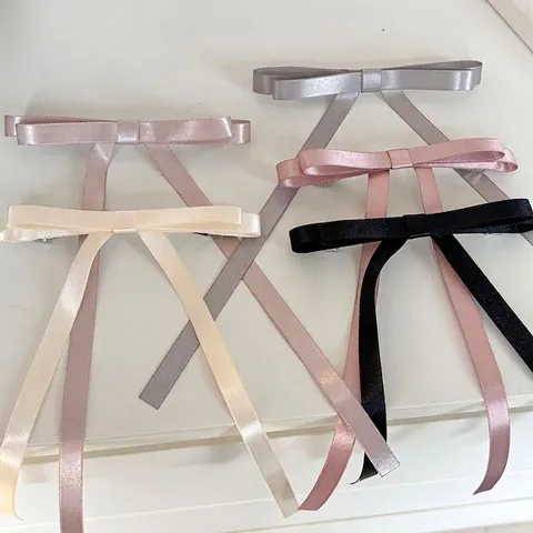 Französischer Vintage Satin Schleife Haarspange Mit Langem Band Prinzessin Stil Balletcore Haarschmuck Für Damen Süßes Haarstyling Tool
