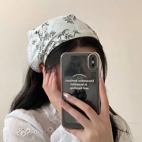 Diadema de Pañuelo Estampado Estilo Chino Con Borde de Encaje y Borla Pañuelo Triangular Vintage para Mujer Accesorios de Cabello